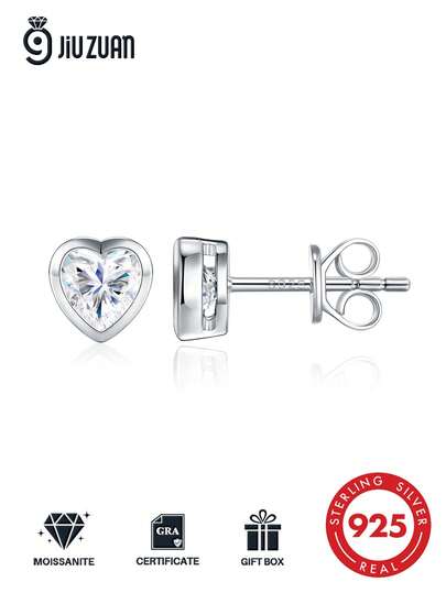 Bông tai nụ Moissanite mạ vàng 18K trên bạc Sterling 925, bông tai tối giản sang trọng, trang sức nữ tinh tế cho đám cưới đính hôn, quà tặng sinh nhật