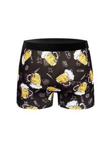 Funny Beer Mug Print Men's Boxer Briefs Novelty Style Casual Comfortable Shorts Party Gift For Him - Multicolor - View 3