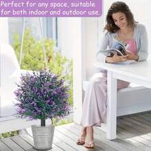 1 Buket Lavender Ungu dengan Set Batang Penyangga - Lavender, Daisy, dan Bunga Eucalyptus Buatan yang Realistis, Tahan Sinar UV, Cocok untuk Dekorasi Luar Ruangan Musim Semi/Panas, Teras, Patio, Balkon, Dekorasi Taman, Dekorasi Musim Gugur - MultiWarna - View 9