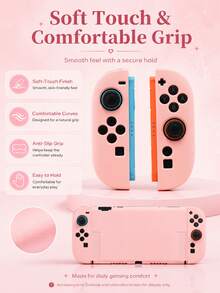 3合1可拆卸保護殼適用於Switch 2 2025/Switch OLED/Switch，可愛粉色軟殼保護殼3件組，防滑舒適握感，精準開孔，女孩遊戲主機裝飾保護殼，Switch遊戲配件，遊戲控制器配件，防摔防滑防刮，完美禮物 - 粉色 - 查看 6