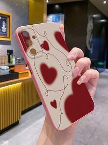 1pc Blurry Red Heart Shockproof Phone Case, UV Printed Suitable For Samsung/Galaxy/ Android Models - Pink - View 6