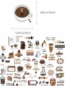 50Pcs Coffee Addict Stickers Fashion Personalized Creative DIY Fine Decorative Stickers Scrapbook Laptop Luggage Guitar Water Cup Phone Case Popular Decals - Multicolor - View 3