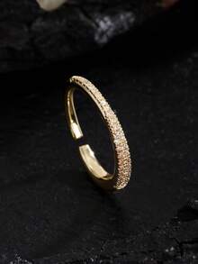 rakol 1pc Fashion Minimalist Square Round Geometric Open Ring For Women, Daily Wear, Stackable - Round - View 7