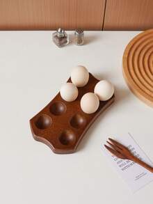 1pc Multi-Slot Acacia Wood Egg Holder With Handle; Wooden Baking And Egg Storage Tray; Hanging Storage; Suitable For Kitchen Or Restaurant Egg Rack, Or As Baking Or Refrigerator Egg Holder; A Cute Gift - View 15