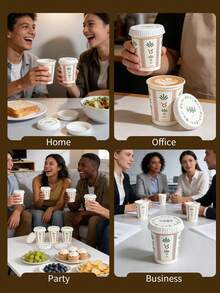 shoxil 50pcs 7cm Universal Paper Beverage Cup Lids, Arabic Style Printed, Suitable For Various Hot And Cold Cups, Compatible With Paper And Glass Cups, Ideal For Coffee Shops, Restaurants And Hotels - Multicolor - View 5