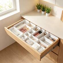 PP Material Drawer Divider Storage Box, Combinable Desktop Organizer Tray, Kitchen Utensils/Cosmetics/Jewelry Sorting Tray, Uncovered Easy Access For Home & Office, Multi-Size Fit Drawer Organizer - Multicolor - View 3