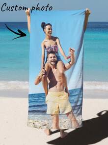 1pc Customizable Photo Beach Towel – Soft, Highly Absorbent, Quick-Drying, 100% Polyester Microfiber Material, Summer Essential, Suitable For All Ages, Windproof And Sun-Protective, Ideal For Beach, Party, Travel, Camping And Other Activities, Perfect Holiday Gift - Multicolor - View 12