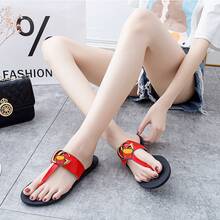 Sandalias Mujer Dedal Rojo con Decoración de Papas Fritas, Chanclas Cómodas de Suela Antideslizante para Playa y Uso Diario, Zapatillas Casual de Moda Verano - Ventilador Si (Rojo) - Ver 2