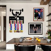 1PC Fitness Weightlifting Gold Silver Bronze Medal Display Rack, Metal Wall Decor Storage Rack, Suitable For Sports Awards, Weather-Resistant Display Collection, Perfect For Sports Enthusiasts And Athletes, Indoor And Outdoor Use, Ideal Gift For Sports Fans And Champions - Black - View 3