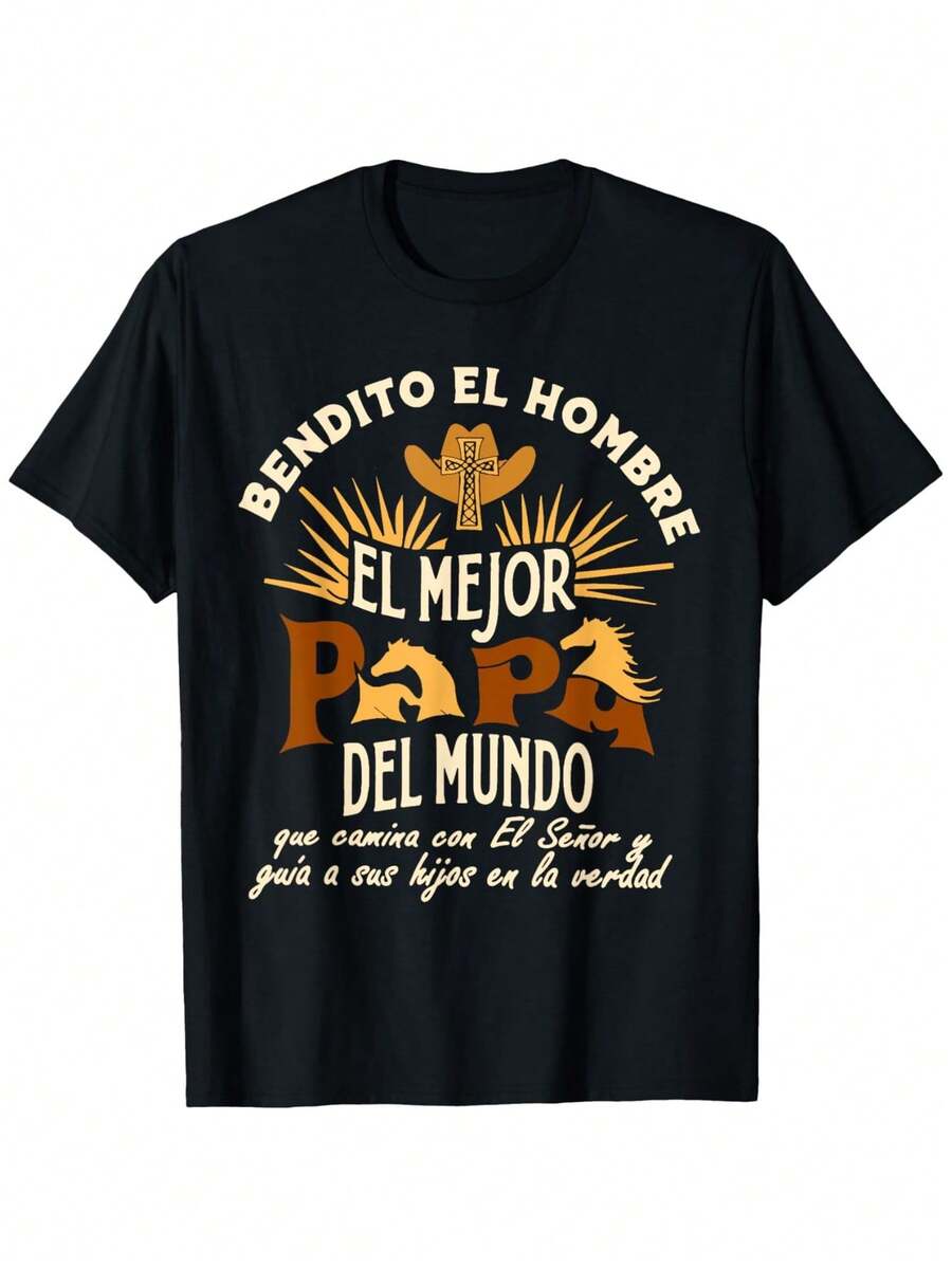 Camisetas de Hombre Gráfico con Frases Divertidas Cuello de Tripulación Casual Camiseta Suave clothes Cómodo Salida de Fin de Semana Transpirable Amigable para Gimnasio Corriendo Senderismo - Negro - Ver 1