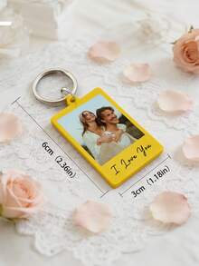 1 pieza Llavero de acrílico personalizado, llavero con foto personalizada, llavero de foto de doble cara hecho a mano, colgante de plástico de moda para colgar en la pared, con fotos personalizadas para parejas, amigos, mascotas o uso conmemorativo, regalo de cumpleaños - Multicolor - Ver 6