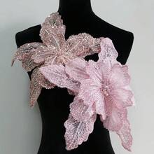 1pc Luxury Fashion Women's Sparkling Rhinestone Brooch, Crystal Suit Jacket Corsage, 3-Layer 3D Hand-Embroidered Beaded Flower Brooch For Men And Women Clothing, Creative Clothing Applique Ornament, Shiny Clothing Accessory Fabric Decoration Patch, Elegant Floral Embroidery Beaded Bridal Dress Accessory, Dopamine Beach Swimwear Accessory, Chinese Style Formal Wear Accessory, Comes With 2 Brooches - Multicolor - View 9