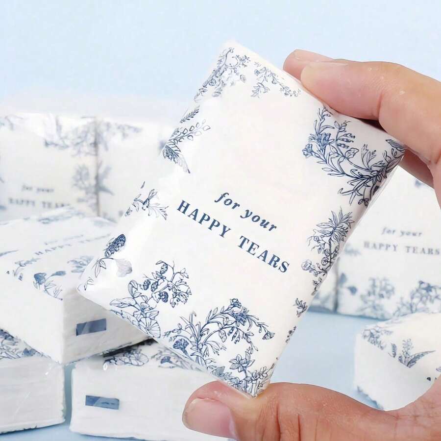 OBOVAY 25PCS/Set 50PCS/2set Elegant Floral Tissue Paper Packaging - Soft Wedding, Birthday, Party Favors - Printed With "Tears Of Joy" - Perfect For Bride, Groom, Guests - Can Be Used As Table Decor And Gift Favors - Suitable For Wedding, Birthday Party, Celebration, Wedding Gift, Celebration Essentials, Wedding Decor, Wedding Accessories - Multicolor - View 1