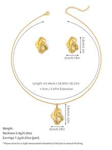 Luxury Daily Wear Gold-Tone Stainless Steel Earring & Necklace Set, Shell & Heart Multi- Hypoallergenic Jewelry, Ideal Holiday Gift For Women - Multicolor - View 10