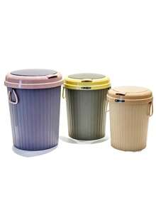 1pc Press-Type Lidded Trash Cans, Thickened Plastic Bins Available In Multiple Sizes, Odor-Proof Portable Garbage Pails For Kitchens, Living Rooms And Bathrooms. - Multicolor - View 6