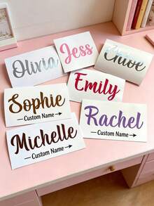 Personalized Custom Name Stickers | Waterproof Vinyl Decals, Creative Handwritten Artistic Lettering For Wedding Bridesmaid Gifts, Birthday Party Decorations,Suitable For Car Body, Customizable Team Names, Event Decor, Party Favors, Stylish Lettering - Multicolor - View 7