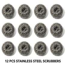 12 piezas/paquete de estropajos de acero inoxidable - de alta calidad, capaces de eliminar diversas manchas, adecuados para limpiar platos, ollas, utensilios de cocina y fregar estufas. Cepillos de alambre de acero inoxidable reutilizables, suministros de limpieza del hogar - 12 piezas por paquete. - Ver 14