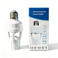 Adaptador de lámpara con sensor de movimiento E27, interruptor de retardo ajustable, se enciende al acercarse, base blanca, fácil instalación, adecuado para uso doméstico, sin batería requerida - Blanco - Ver 14