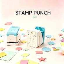 1pc 3D Embossed Paper Punch, Star, Square And Rectangle Stamp Decorative Edge Cutter, Manual DIY Paper Craft Punch, Suitable For Scrapbooking, Journaling, Card Making, Photos And Handmade Paper Crafts - Embossing - View 3