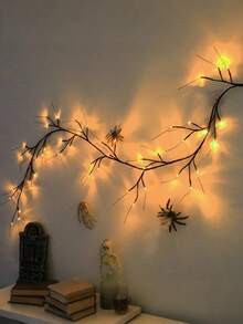 1PC 48 LED Artificial Willow Elm Tree Light, 1.7m Size, USB Powered. These Decorative Fairy String Lights Are Designed For Outdoor Use, Perfect For Gardens, Patios, Yards And Christmas Parties, Wall Bedroom Home Fireplace Indoor Decor, USB Powered Halloween Hanging Lights. Batteries For Branch Lights Are Not Included. - Brown - View 13