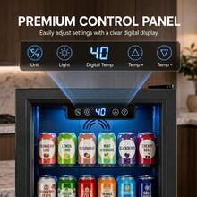 PLENTORA Beverage Refrigerator, 3.3 Cu.Ft Mini Fridge With Glass Door & Air Cooling, And Electronic Temperature Control For Beer, Wine, Soda, Compact Drink Fridge For Home, Office, Bar - US B Type Plug(110-127V) - View 6