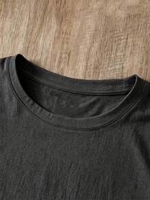 Camiseta feminina com estampa de cachorro e café em estilo francês, camiseta casual de algodão de manga curta, blusa retrô parisiense charmosa, camiseta da moda verão, blusa de algodão de manga curta, camiseta básica casual de verão, streetwear Y2K - Cinza escuro - Ver 4