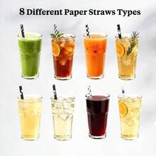 - pajitas de papel desechables de Halloween, 19, 0, 6 para beber, vasos desechables para decoracin de cumpleaos, ccteles, suministros de boda, da festivo, color negro - negro + 100 piezas - Ver 8
