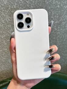 1PC Applicable To Apple 17Promax 16Pro 15 14 13 12 11 Phone Case Large Hole Pure White Full Coverage - White - View 3