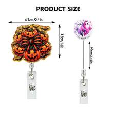 1pc Halloween Pumpkin Ghost Retractable Badge Reel Clip, Swivel Rotating ID Holder For Doctors And Nurses - Multicolor - View 2