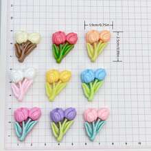 10pcs Assorted DIY Decorative Patches, Fresh Tulip Flower Flat Back Appliques For Earrings, Hair Accessories, Jewelry Pendant Making, Resin Craft Supplies, Not Stickers (Jewelry Making For Adults Aged 14+) - Multicolor - View 2