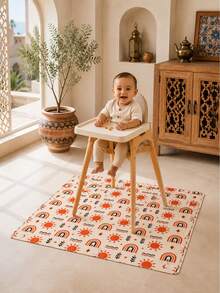 1pc Baby Floor Mat & High Chair Mat, Waterproof Baby Stain-Resistant Mat, Washable Floor Dirt-Proof Mat, Suitable For Feeding & Play - Apricot - View 9