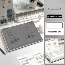 B5 Notebook With 60 Sheets/120 Lined Pages, Detachable Blank Pages, Office And Study Notebook With Grid, Student Draft Notebook, Diary Notebook. - Apricot - View 8