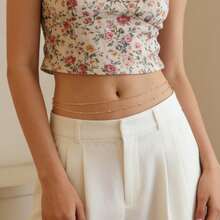 Ceinture chaîne à la mode, ceinture à double couche de franges, chaîne de taille pour femmes , Chaîne de corps bohème pour la plage, ceinture de pantalon - Multicolore - Voir 10