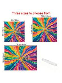 1pc 2D Flat Printed Colorful Striped Design Sunshade, Outdoor Camping Tent, Colorful Printed Pattern Sunshade Cloth And Canopy, Suitable For Various Scenes Such As Garden, Camping, Beach, Without Support Frame - Multicolor - View 7