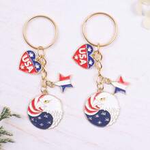 2pcs/6pcs Fashion Independence Day Keychain Set, Including Eagle, Red Blue White, Heart, Star Keychains. Suitable For Independence Day, July 4th, 250th Anniversary, Memorial Day, Retirement, Friendship Gifts, Birthday Gifts, Holiday Party Decorations, Etc. Give To Your Friends, Family, Colleagues, Lovers And Besties. - Multicolor - View 13