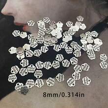 200個/100個/30個/20個/10個復古銀色雕花花瓣合金吊墜飾品，適用於手工DIY珠寶，如項鍊、耳環、手鍊、配件、手工藝品、吊墜材料 - 古董銀色 - 查看 6