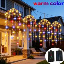 Four Solar-Powered LED String Lights Resembling Jellyfish, Hanging Anemone Lights, 8 Modes, IP65 Rated, Suitable For Outdoor Patios, Camping, Parties, Terraces, And Various Events To Create Ambiance. - 彩色 - 查看 12