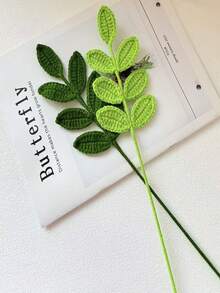1/5/15/30pcs Hand Crochet Leaf Ornaments, Handmade Knitted Faux Eucalyptus Leaves, Artificial Fabric Foliage For Bouquet Decor, Ideal For Spring Summer Home Decor, Valentine's Day, Birthday & Graduation Gifts, DIY Floral Branch Craft Supplies - Weaving Leaves - View 3