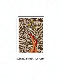1件無框紅色高跟鞋馬丁尼帆布藝術版畫，復古雞尾酒斑馬紋極繁主義酒吧推車折衷波普藝術海報，適合臥室、客廳、宿舍、派對禮物、房間裝飾、牆面藝術 - 斑馬紋7 - 查看 14