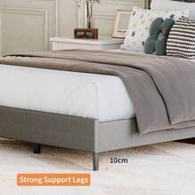 Techigher Upholstered Bed Frame With Adjustable Headboard, Platform Bed With Wooden Slat Support, Heavy Duty Mattress Base With Underbed Storage, Noise-Free No Box Spring Needed - Dark Gray - View 6
