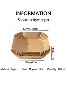 200/150/100/50/25pcs - Disposable Air Fryer Paper Liners, Square Air Fryer Liners (Fits 2-8 Quarts), Non-Stick Baking Paper, Suitable For Frying, Baking, Cooking, Roasting And Microwaving, Oil-Proof, No Tray - Easy To Clean, Baking Tools, Kitchen Ess - Multicolor - View 18