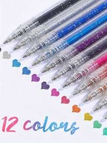 8pcs Glitter Ballpoint Pen Set, 1.0mm Medium Tip, Sparkling Ink, Suitable For Writing, Hand Drawing And Decoration, Compatible With Bullet Journal, Scrapbook And Various Arts And Crafts - Multicolor - View 1