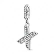 1 pièce Pendentif initial A-Z en argent sterling S925 de style minimaliste romantique, hypoallergénique, convient pour bracelet original, fabrication de bijoux DIY pour femmes, cadeau d'anniversaire - Blanc - Voir 18