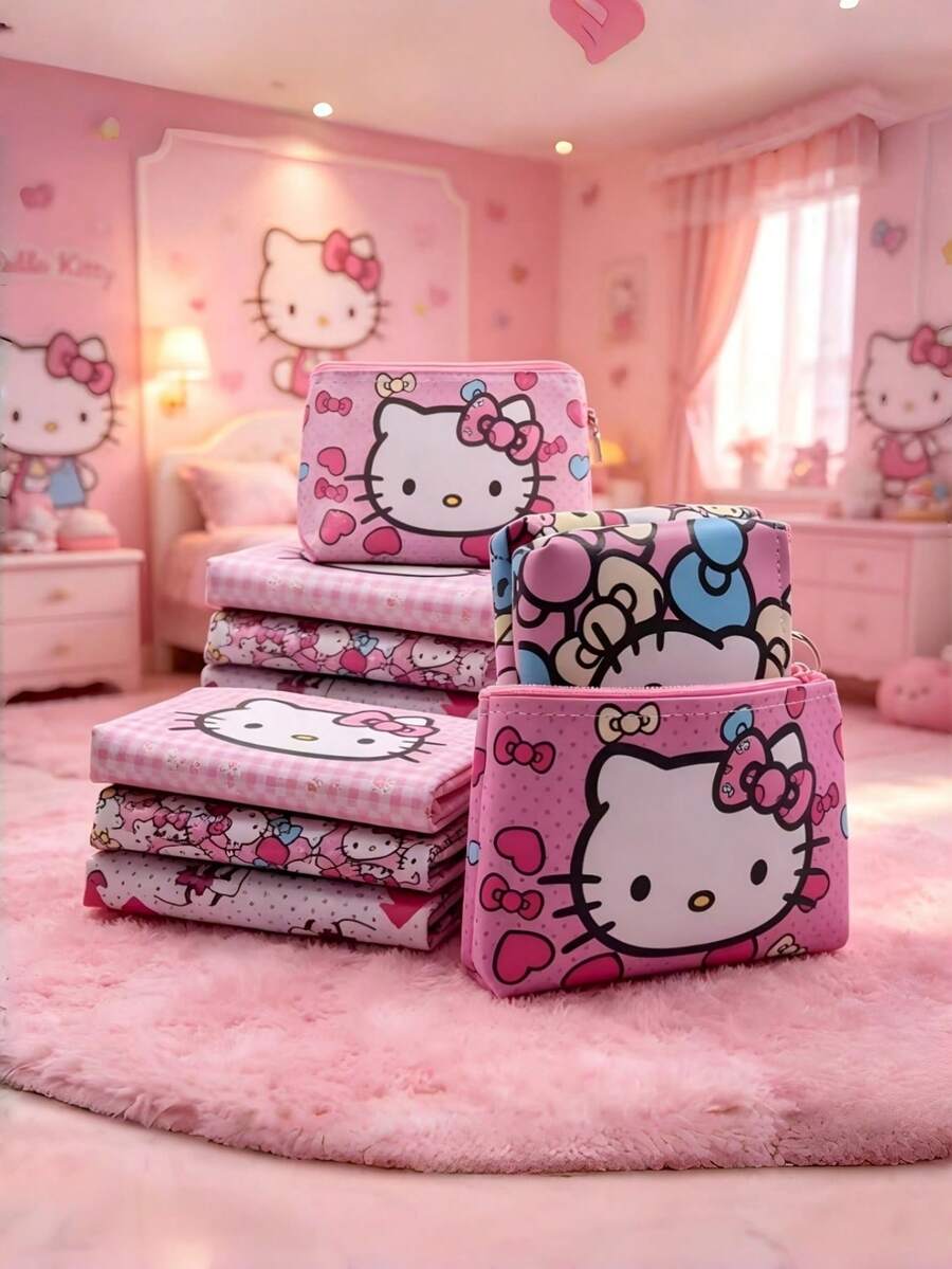 Monedero lindo para niña, bolsa con cremallera, bolso de unicolor, bolsa de almacenamiento pequeña con patrón de animales, bolsa de maquillaje conveniente, disponible en rosa, púrpura y múltiples colores, compacta y práctica, adecuada para la escuela y el uso diario. - Multicolor - Ver 1