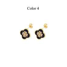 1Pair New Classic Colorful Leaf Golden Stud Earrings For Women - Yellow Gold - View 6
