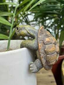 Fun Fishing Little Turtle Statue - Resin Cartoon Garden Decor Item, Suitable For Outdoor/Courtyard Pond Decoration, Water Pool Decoration, Creative Miniature Statue For Garden Decoration (Fishing Rod Is Self-Adhesive Inside The Box) - A - View 8