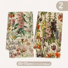 MEMNUN 2 Stücke Vintage Botanische Illustration Blumen Muster Küchentücher, 15,75*23,62 Zoll (40*60cm), weiches Mikrofasermaterial, Geschirrtücher, Handtücher, ideal für Küche & Esszimmer Dekoration, ganzjährig - Verschiedenfarbig - Übersicht 13