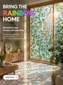 Window Privacy Film - Stained Glass Window Film Static Cling UV & Heat Blocking Rainbow Window Film For Glass Doors, Bedroom Windows - No Glue Premium Vinyl - 1PC - View 1
