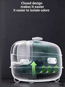 Cat Litter Box With Lid And Scoop, Odor Control, Splash-Proof, Easy To Clean, Suitable For Indoor Cats - one-size - View 5