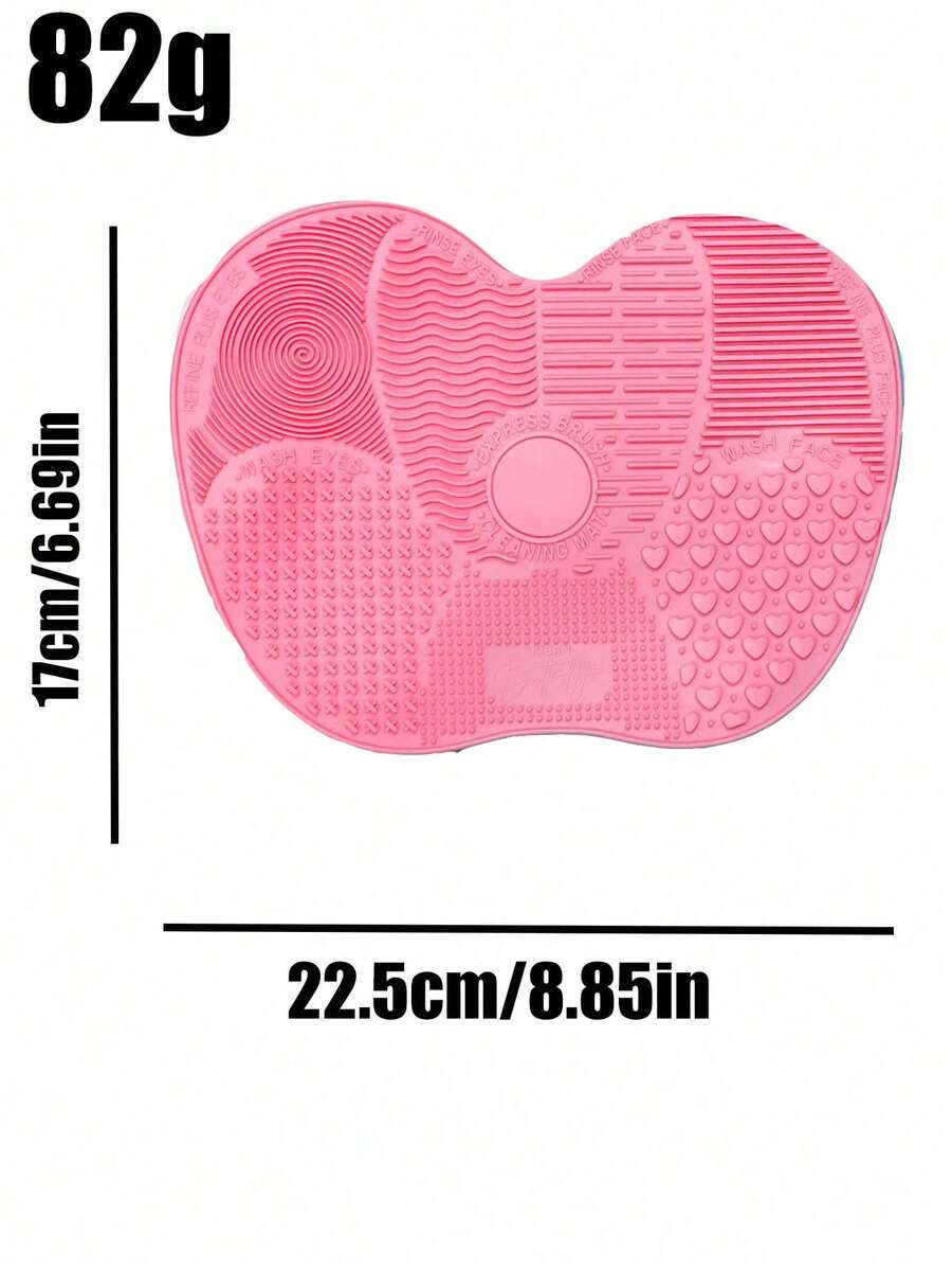 Silicone Makeup Brush Cleaning Mat With Suction Cup, Portable Makeup Brush Cleaning Tool, Apple-Shaped Silicone Makeup Brush Cleaning Pad - [大號]粉紅色 1 件 - 查看 1